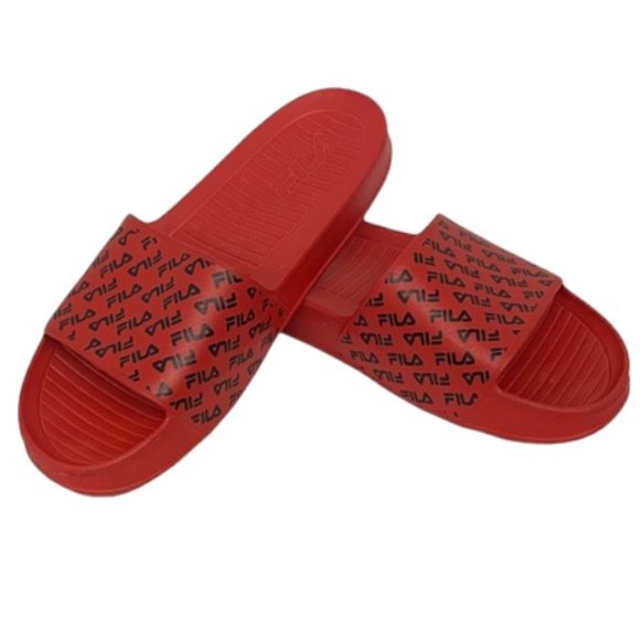 Fila Red With Black Logo Slides Men’s Size M 12 - Picture 4 of 8